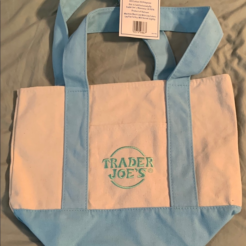 Blue and White Canvas Tote Bag